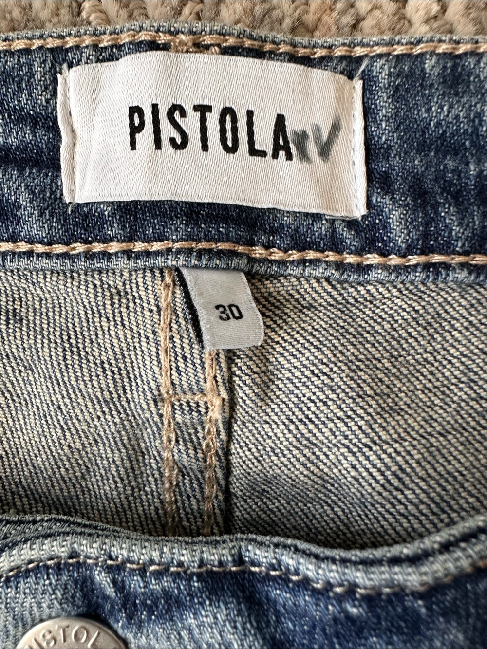 Pistola Size 30 Distressed Crop Flare Jeans High Rise Raw Hem Blue Denim - Picture 6 of 10